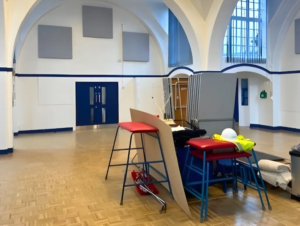 Wirksworth Junior school after painting and new wood block flooring