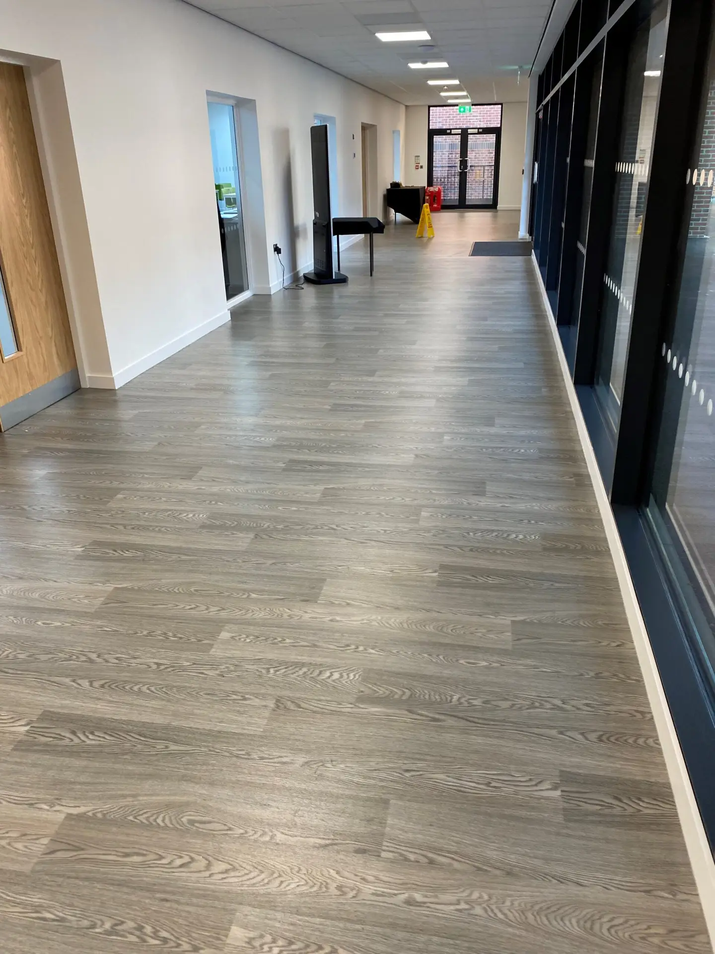 Corridor at Derby High School showing newly laid floor