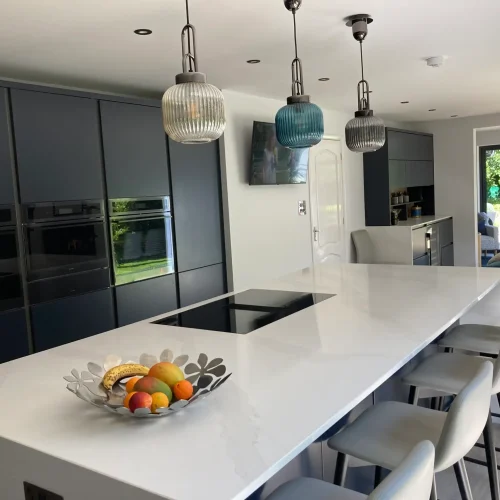 Image of a newly installed customer Mackintosh kitchen by AJ Group Derby