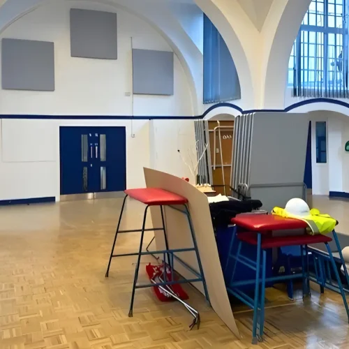 Wirksworth Junior school after painting and new wood block flooring